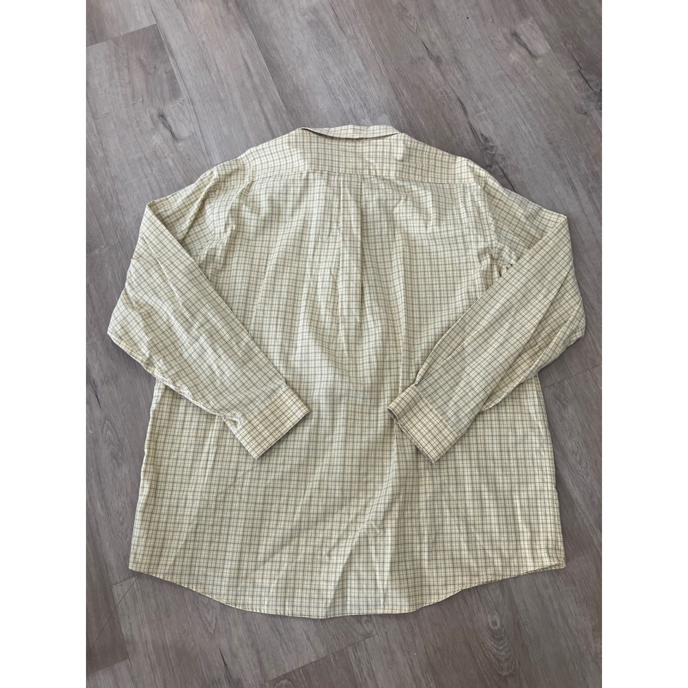 LLBean Mens‎ Wrinkle Resistant Plaid Button Down Shirt XL Yellow Blue Tan - Picture 2 of 5